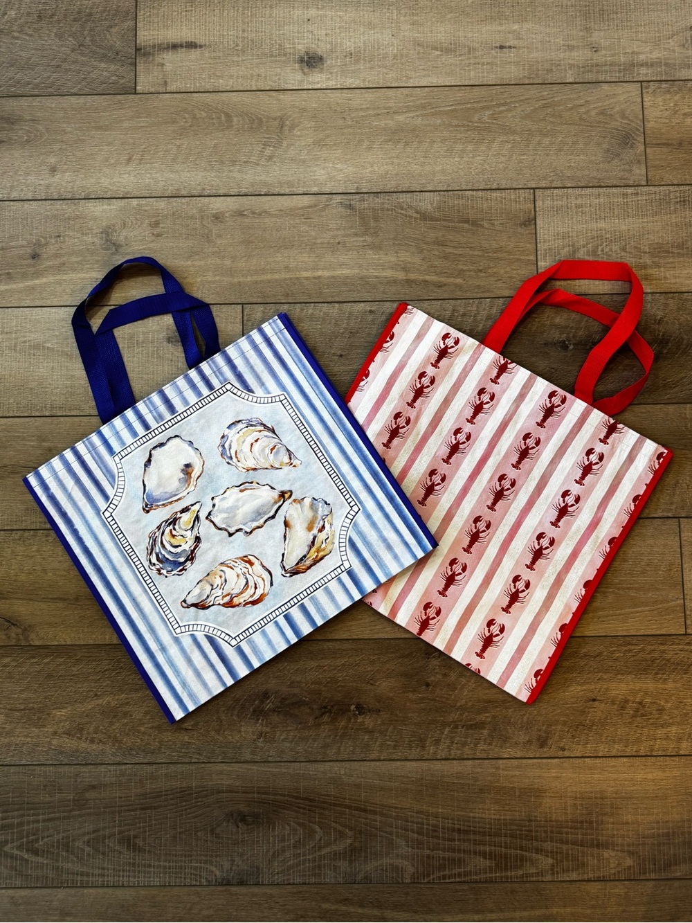 Homegoods TJMaxx Marshalls Viral Oyster & Lobster Print Tote Bags Set of 2 NWOT